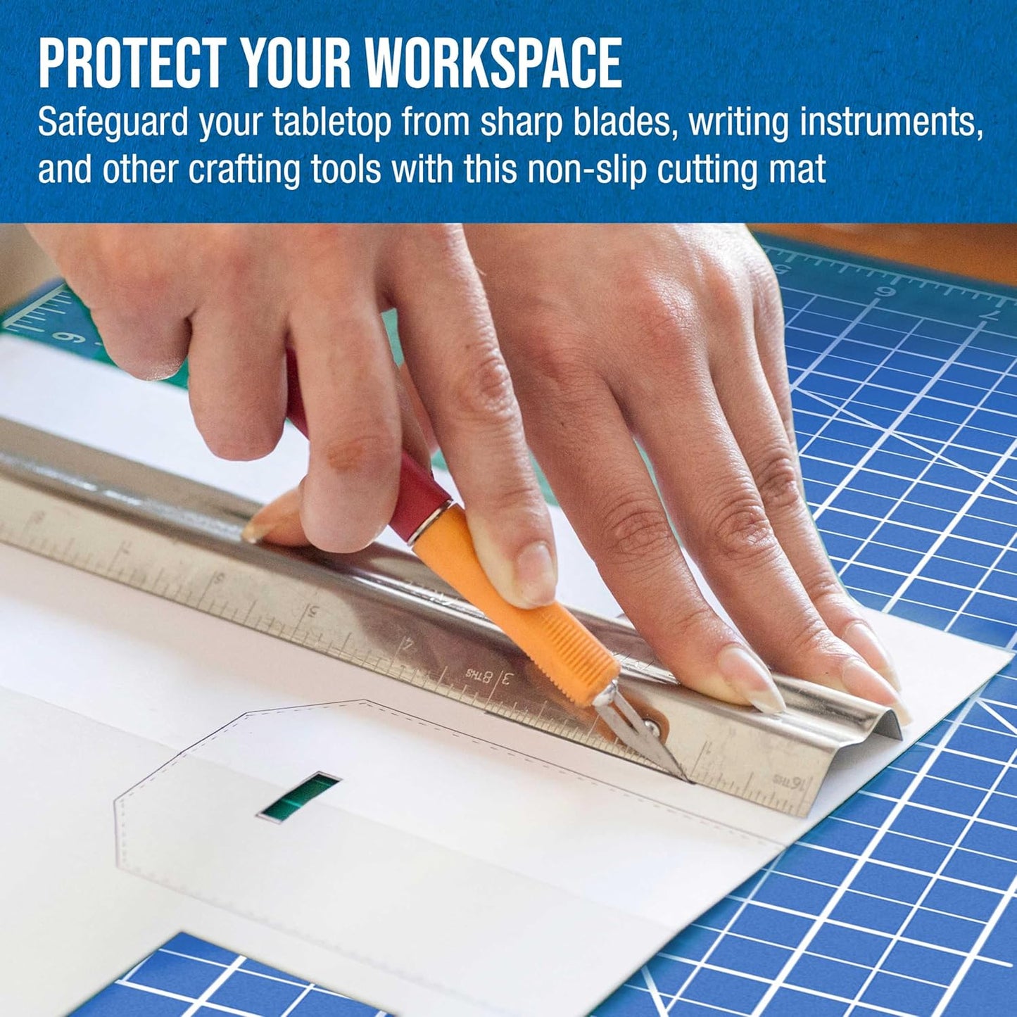 U.S. Art Supply 18" x 24" Self-Healing Cutting Mat 5-Ply - Double-Sided Pink/Blue Craft Mat, Non-Slip Cutting Mats for Crafts, Sewing, Quilting, Scrapbooking