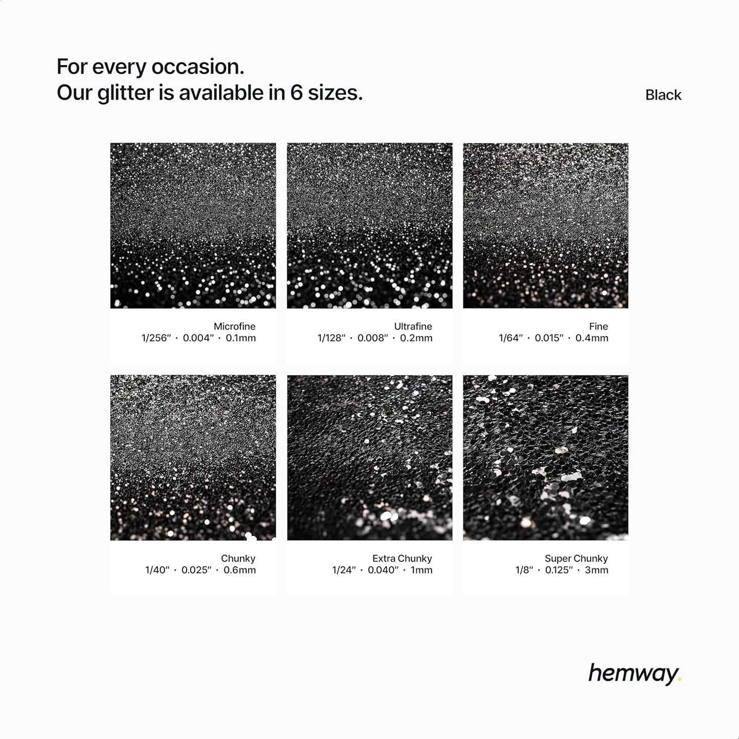 Hemway Polyurethane & Epoxy Resin Glitter 100g / 3.5oz Metallic Crystal Flake Additive for Flooring Jewelry Tumblers Glass Pigment - Microfine (1/256" 0.004" 0.1mm) - Black