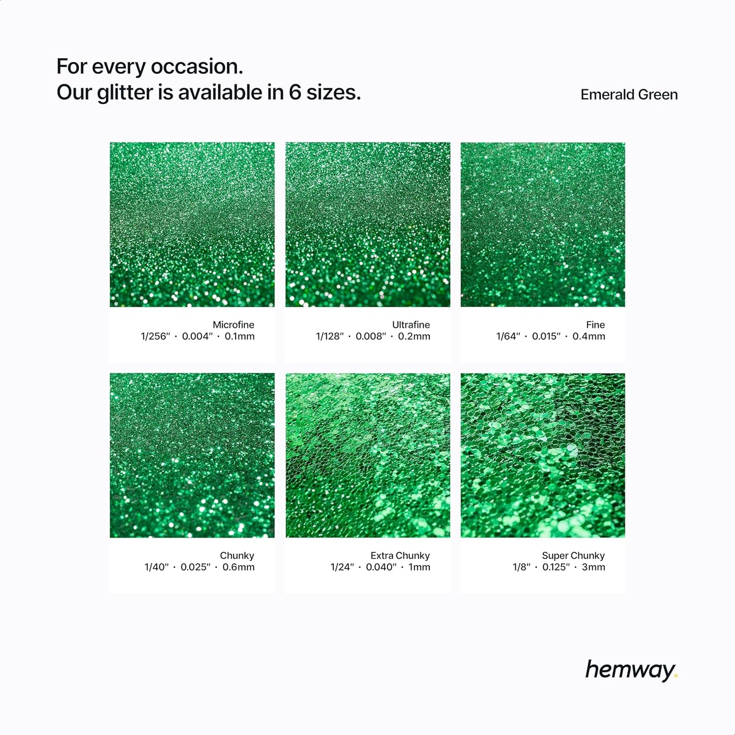 Hemway Polyurethane & Epoxy Resin Glitter 100g / 3.5oz Metallic Crystal Flake Additive for Flooring Jewelry Tumblers Glass Pigment - Super Chunky (1/8" 0.125" 3mm) - Emerald Green