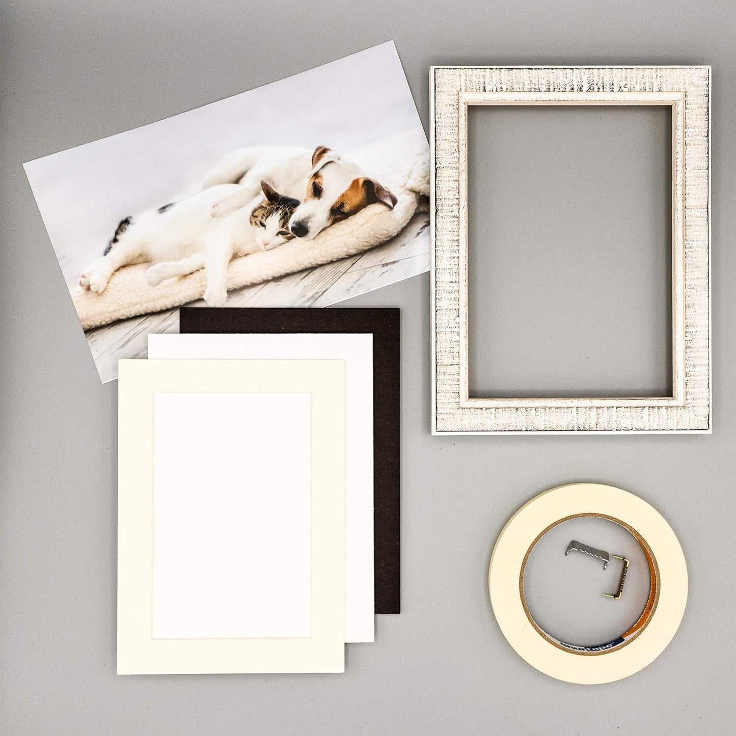 5.5x8.5 Mat for 8.5x11 Frame - Precut Mat Board Acid-Free Textured Cream 5.5x8.5 Photo Matte for a 8.5x11 Picture Frame, Matboard for Family Photos, Show Kits, Art, Picture Framing, Pack of 1 Mat