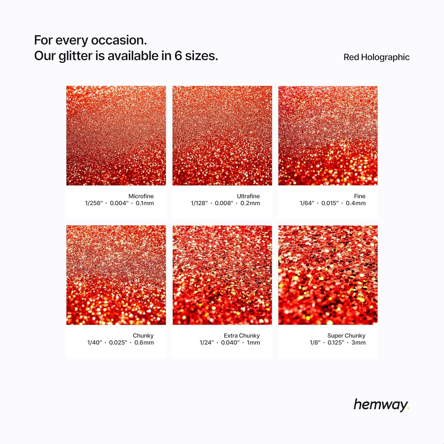 Hemway Polyurethane & Epoxy Resin Glitter 100g / 3.5oz Metallic Crystal Flake Additive for Flooring Jewelry Tumblers Glass Pigment - Fine (1/64" 0.015" 0.4mm) - Red Holographic