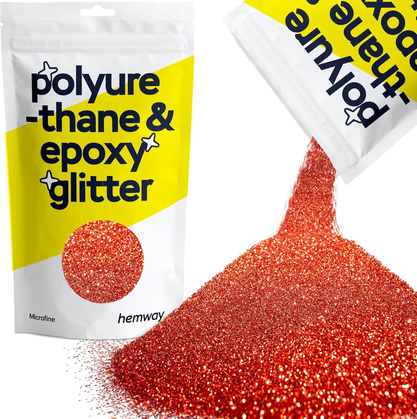 Hemway Polyurethane & Epoxy Resin Glitter 100g / 3.5oz Metallic Crystal Flake Additive for Flooring Jewelry Tumblers Glass Pigment - Microfine (1/256" 0.004" 0.1mm) - Red Holographic
