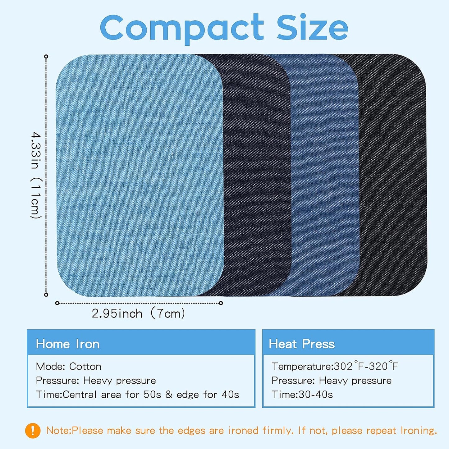 HTVRONT Iron on Patches for Clothing Repair, Cotton Patches Iron on, Dark Blue Repair Decorating Kit 20 Pieces Iron on Patch Size 3" by 4-1/4" (7.5 cm x 11 cm)