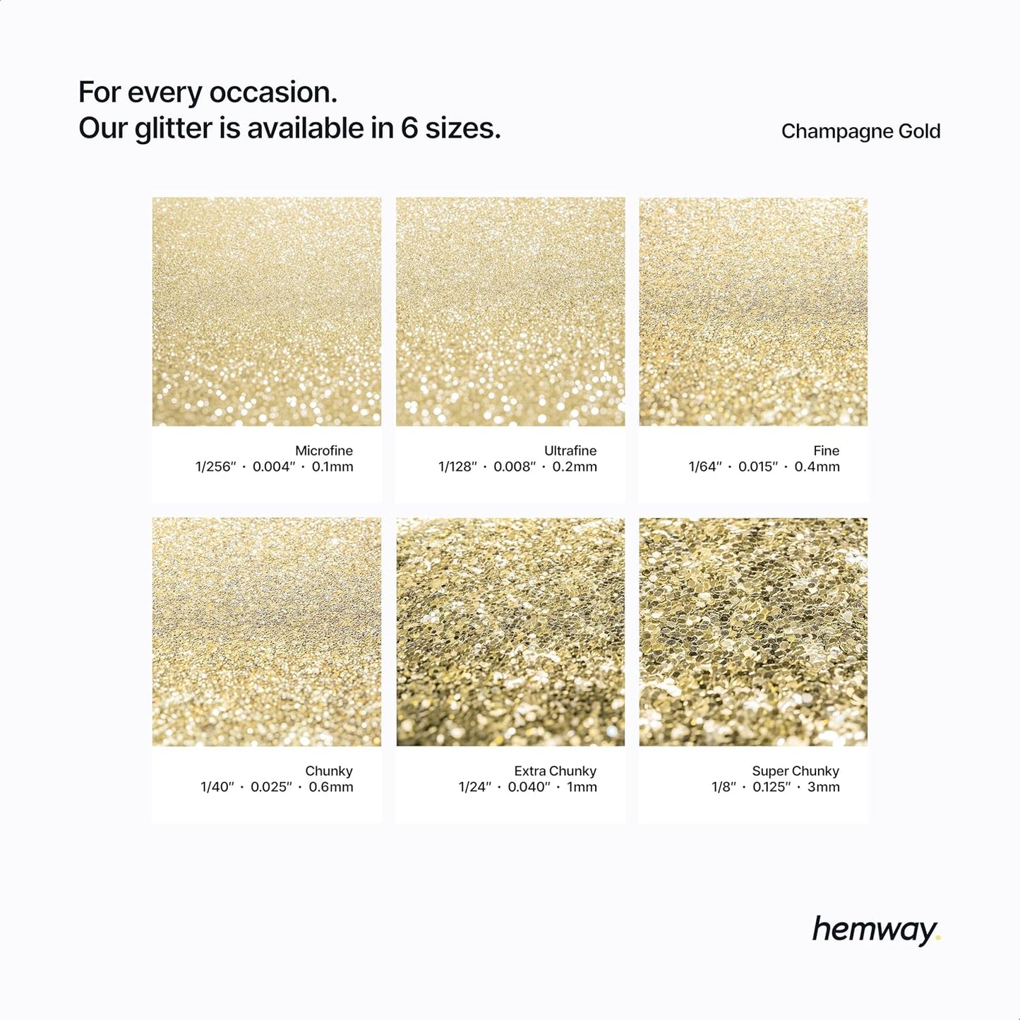 Hemway Polyurethane & Epoxy Resin Glitter 100g / 3.5oz Metallic Crystal Flake Additive for Flooring Jewelry Tumblers Glass Pigment - Microfine (1/256" 0.004" 0.1mm) - Champagne Gold