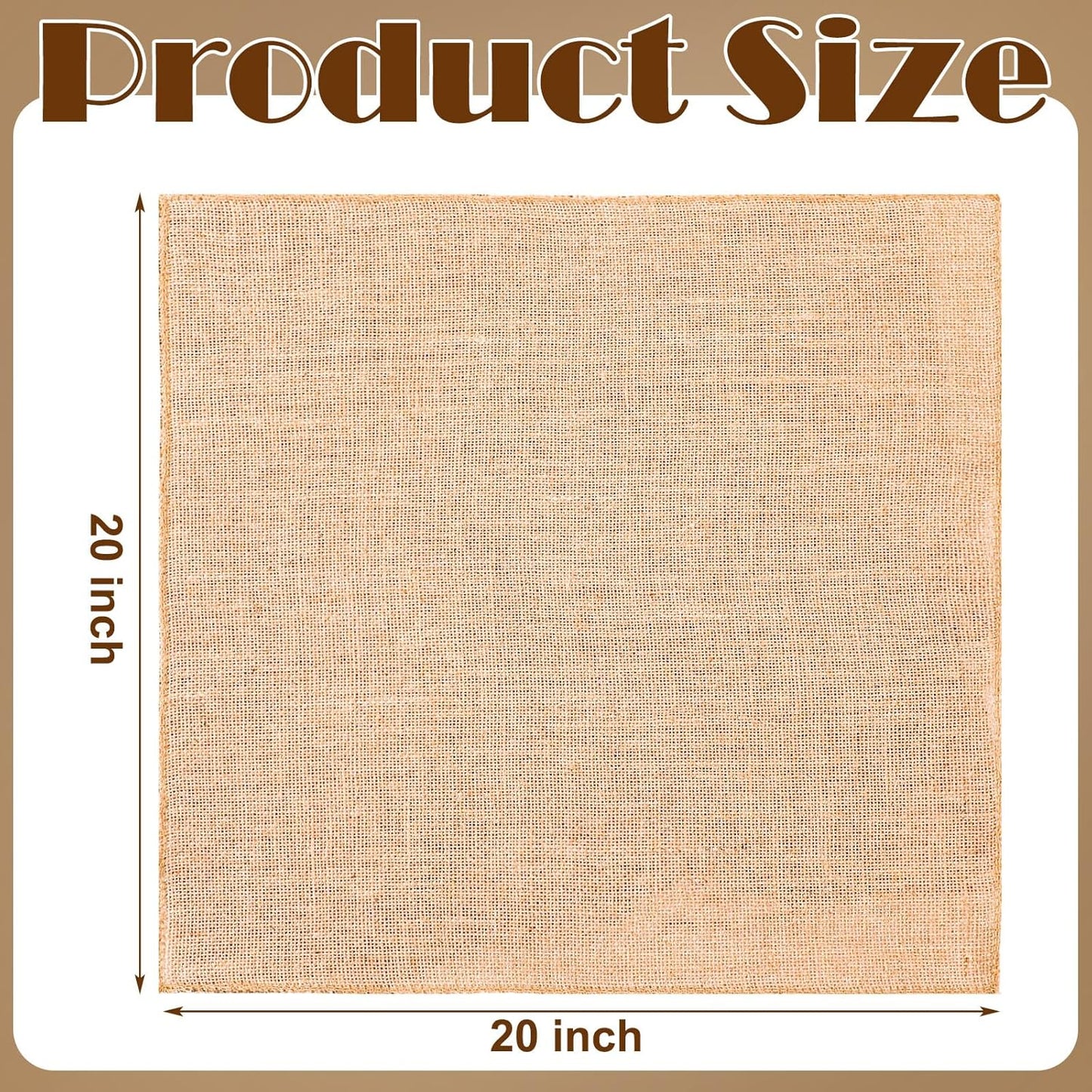 Preboun 5 Pcs Burlap Squares Multipurpose Natural Burlap Placemats Bulk for Farmhouse Home Party Wedding Table Cover Centerpieces Craft Supplies(20 Inch)