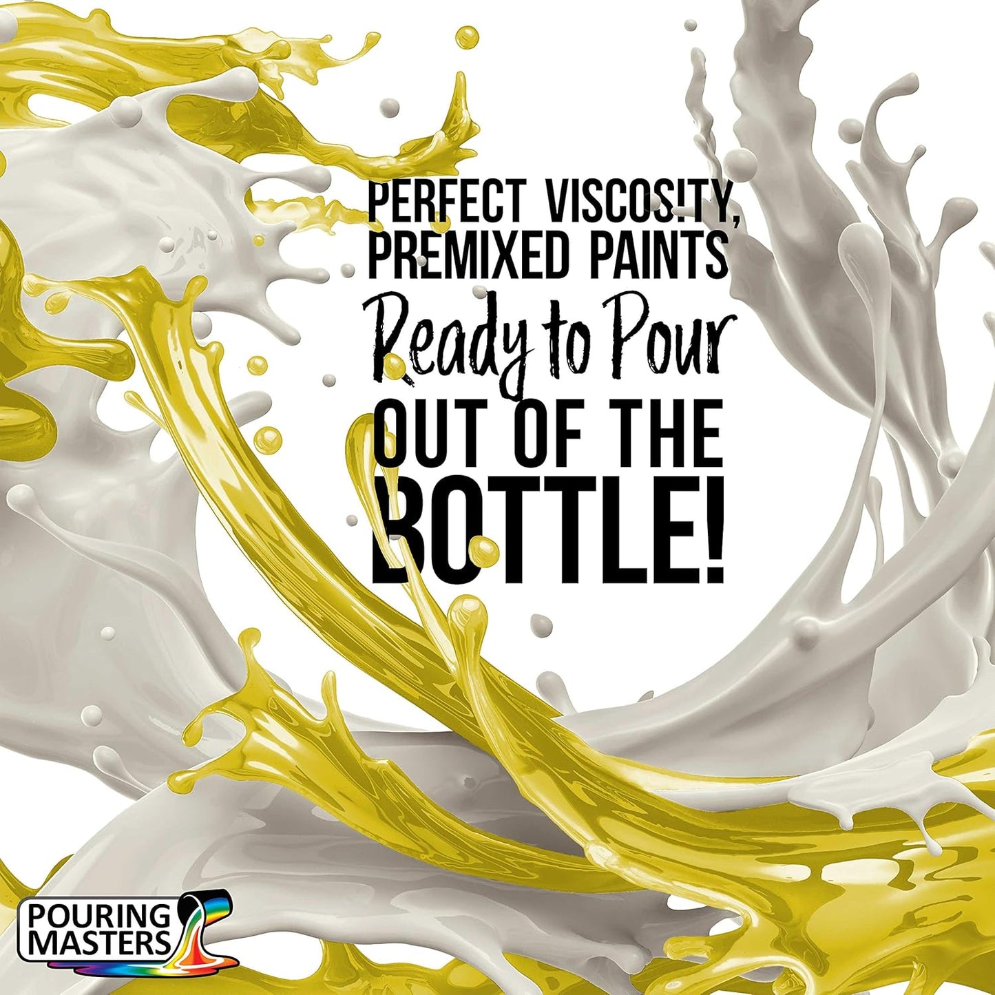 POURING MASTERS Lemon Yellow Acrylic Ready to Pour Pouring Paint - Premium 8-Ounce Pre-Mixed Water-Based - for Canvas, Wood, Paper, Crafts, Tile, Rocks and More