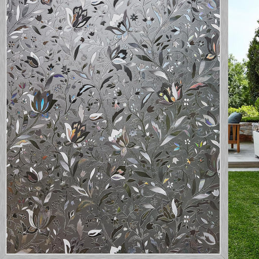 LEMON CLOUD Window Film, Decorative Window Privacy Film, Window Film Privacy Static Cling Frosted, Anti-UV Sun Blocker Heat Control for Home(Grayish Black, 35.4 x 78.7 inches)