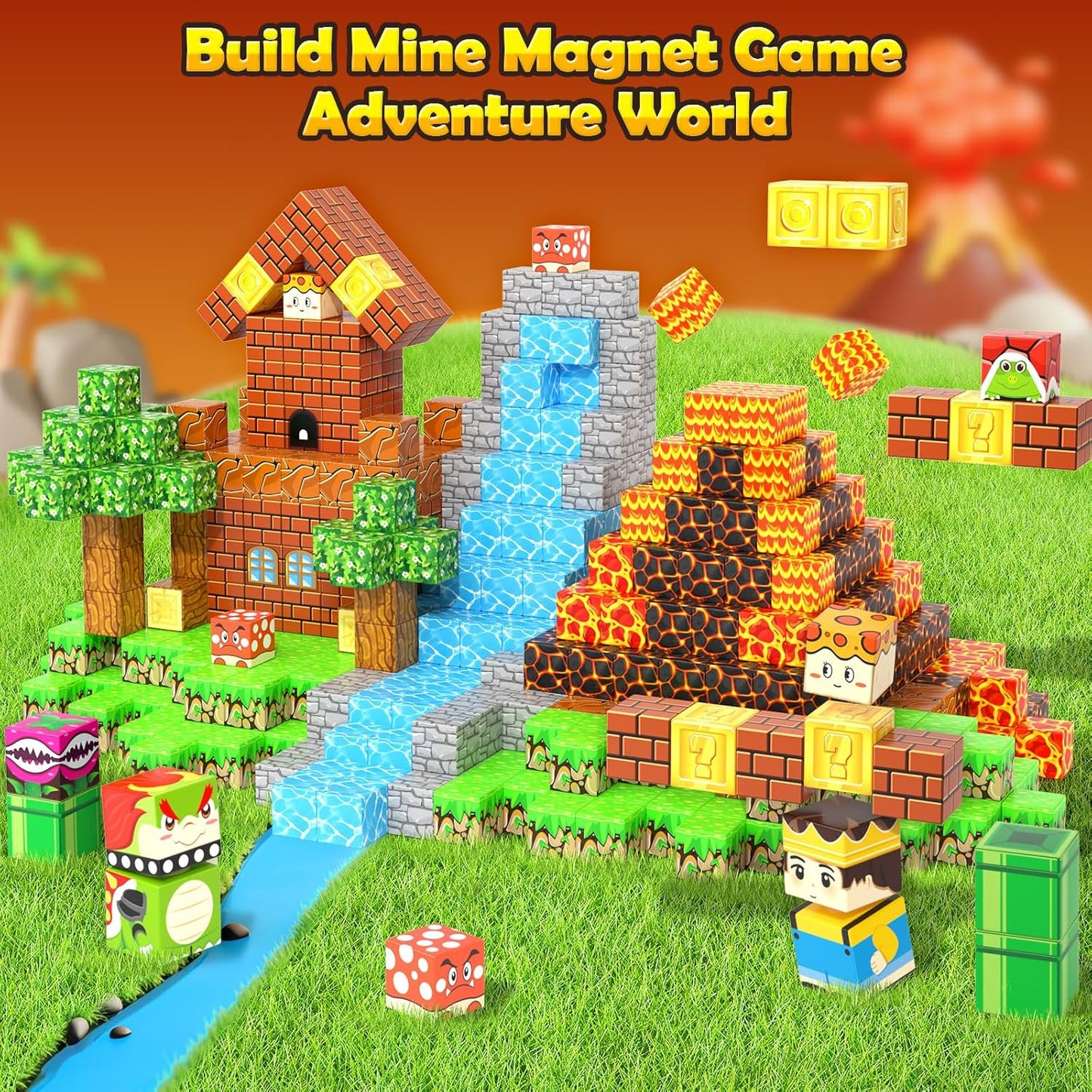 100PCS Magnetic Blocks Magnetic Building Blocks Sensory Toys for Kids Ages 3-5 6-8 8-12 Kids Game Toys for 3+ Year Old Boys & Girls, 3 4 5 6 7 8 9 10 Year Old Boy Birthday