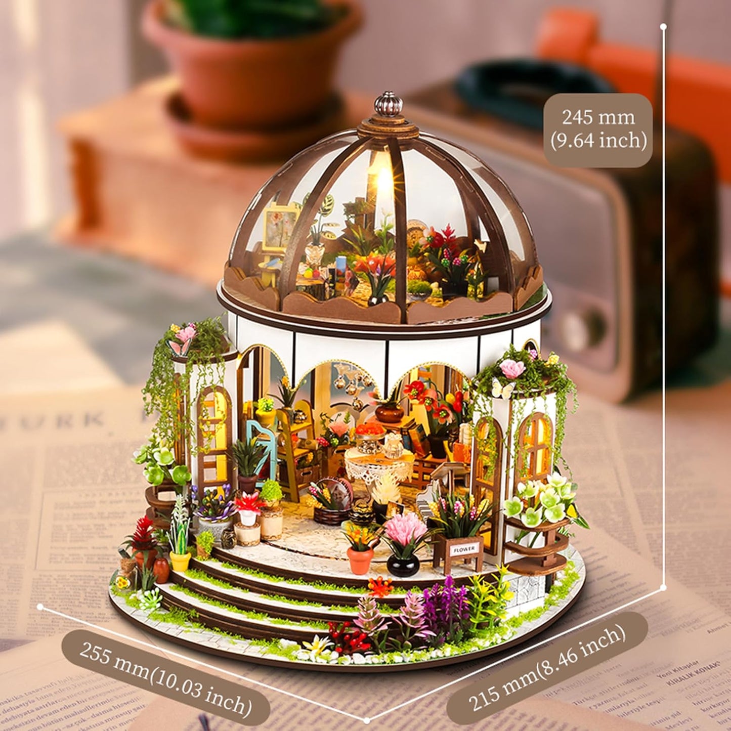 ISSEVE Book Nook Kit, Miniature House Kit with LED Light, Wood Garden DIY Mini House Building Kit, Tiny Dollhouse Home Decor, Halloween Christmas Birthday Crafts Gifts for Adults (Hanging Garden)