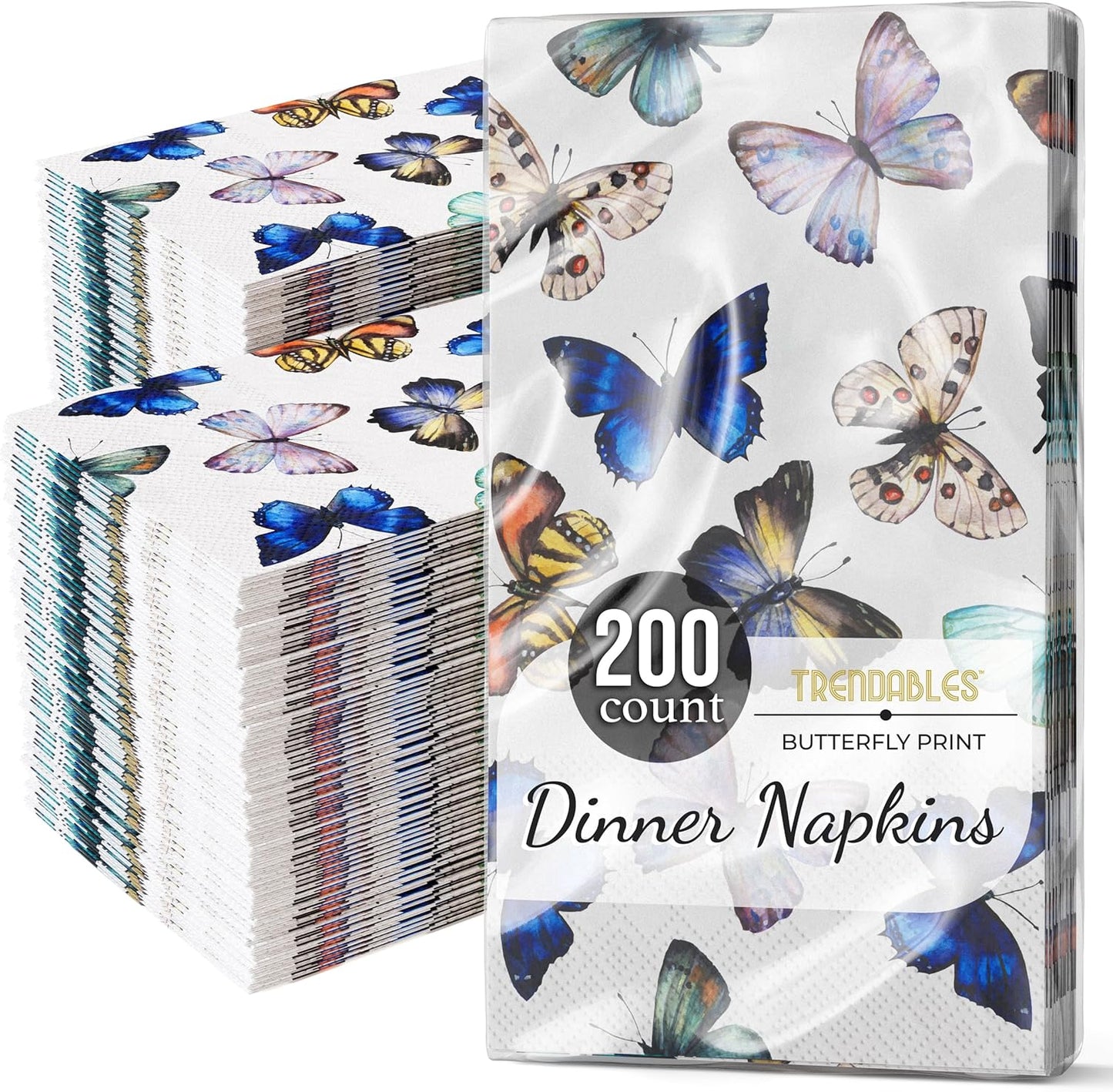 Trendables Butterfly Napkins for decoupage 200 Pcs 3 Ply Butterfly paper napkins decorative Guest Towels Disposable Bathroom, For Tea Party Decorations, Dinners & Weddings