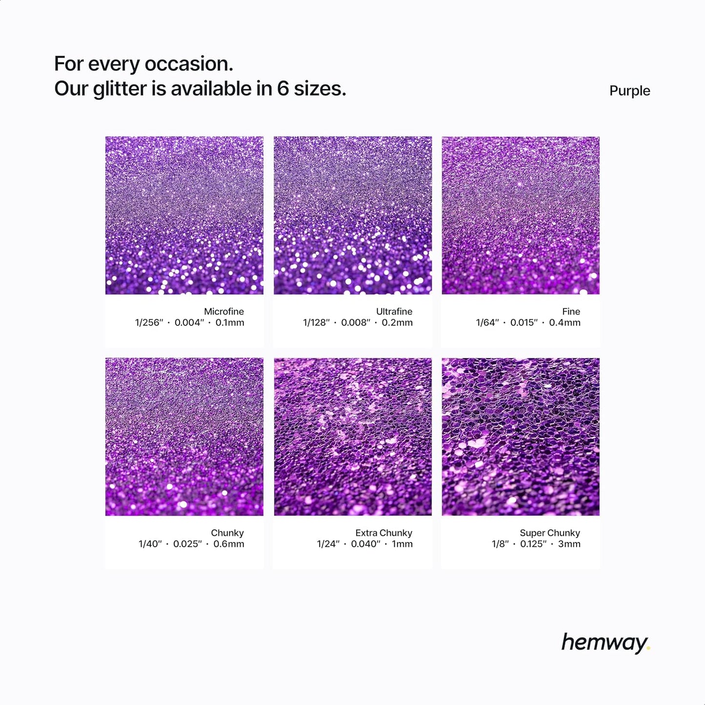 Hemway Polyurethane & Epoxy Resin Glitter 100g / 3.5oz Metallic Crystal Flake Additive for Flooring Jewelry Tumblers Glass Pigment - Fine (1/64" 0.015" 0.4mm) - Purple