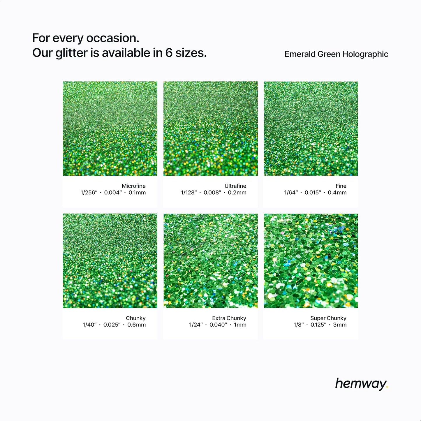 Hemway Glitter for Resin 100g Emerald Green Holographic Metallic Crystals for Epoxy Craft Super Chunky Flakes Tumblers Wax Melt