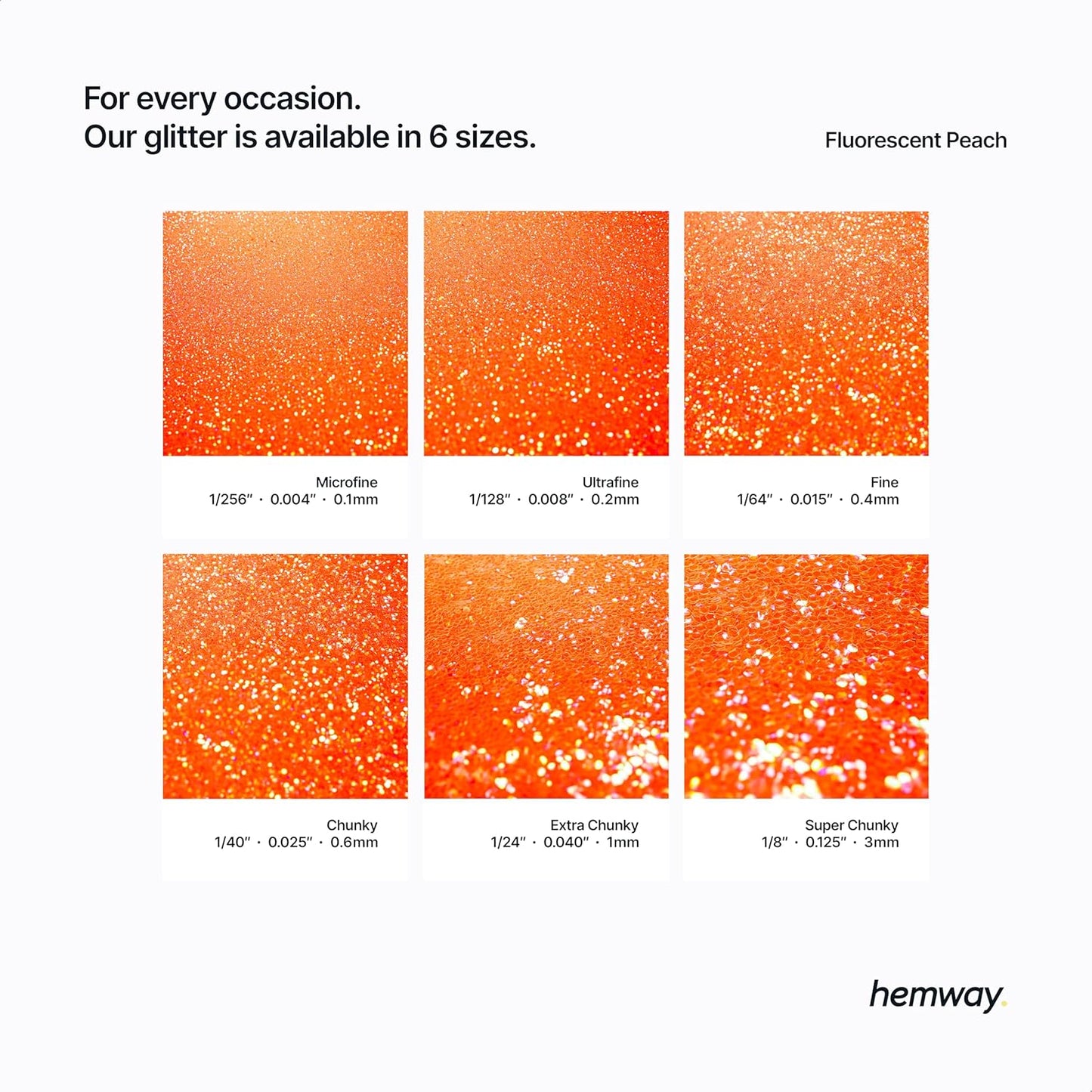 Hemway Polyurethane & Epoxy Resin Glitter 100g / 3.5oz Metallic Crystal Flake Additive for Flooring Jewelry Tumblers Glass Pigment - Microfine (1/256" 0.004" 0.1mm) - Fluorescent Peach