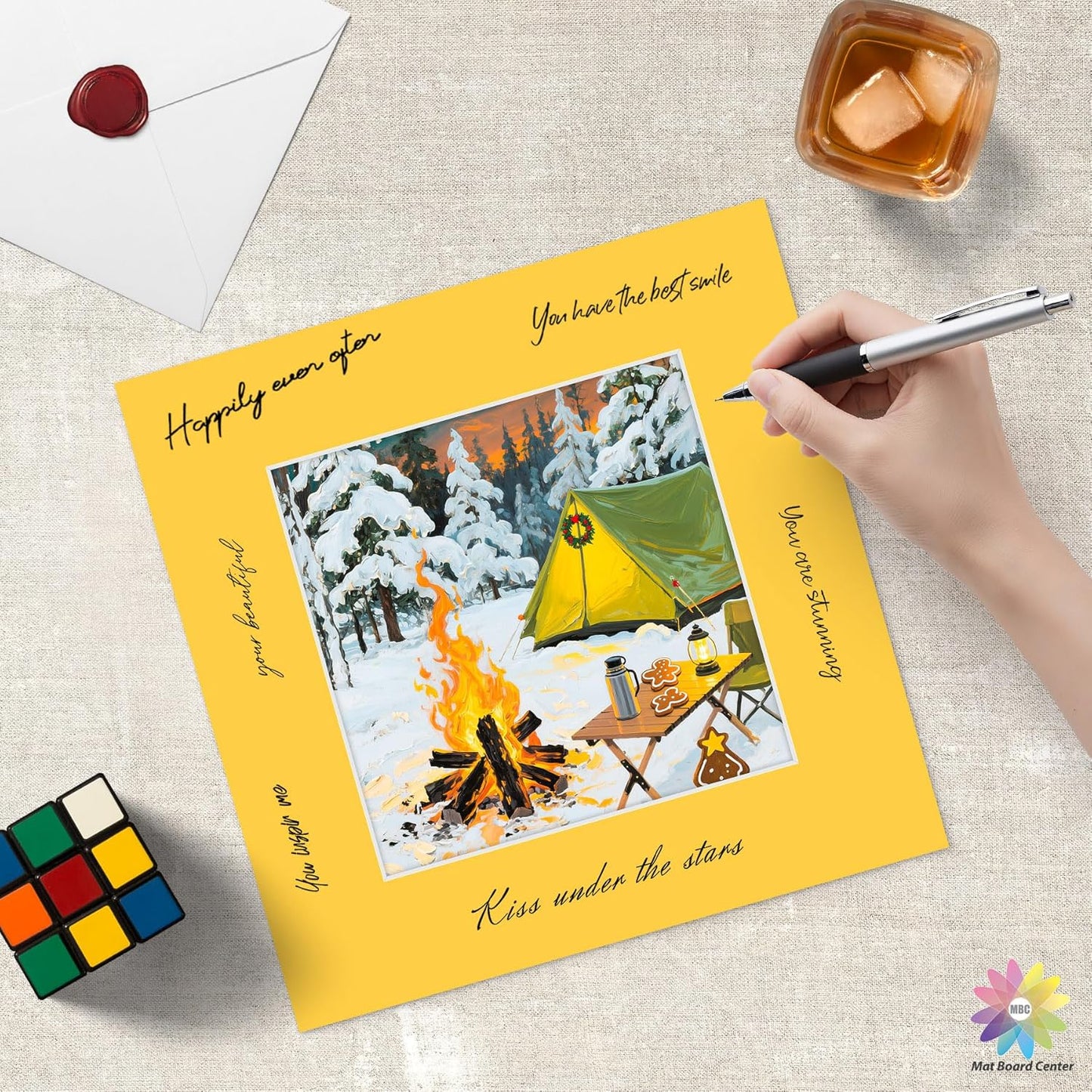 Mat Board Center, 12X12 Mix Color Mats for 8X8 Pictures - Acid Free, 4-Ply Thickness, White Core, Bevel Cut - for Artworks, Photos, Framing - Pack of 12