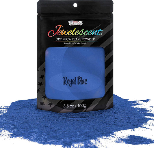 U.S. Art Supply Jewelescent Mica Pearl Pigment Powder, Royal Blue 3.5 oz (100g) Pouch - Cosmetic Grade, Epoxy Resin Color Pigment, Mica Powder for Resin, Soap, Slime, Candle Dye, Art, Crafts