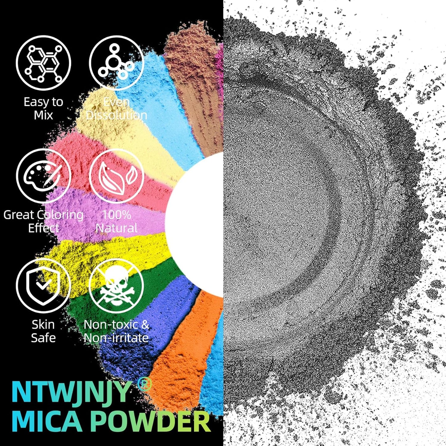 Silvery Mica Powder for Epoxy Resin，Natural Shimmer Mica Powder Used for Coloring car Spray Paint, Candles, soap, Eye Shadow, Lip Gloss, Nail Polish(50g/1.7oz)
