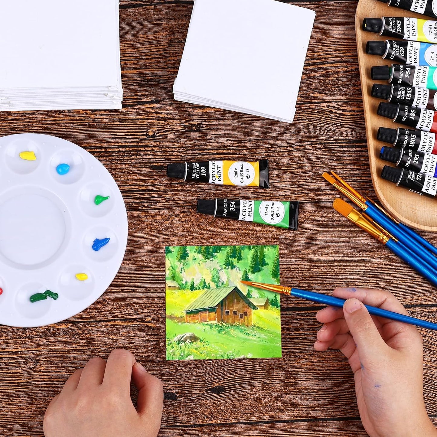 ESRICH 3x3IN Small Canvases for Painting, 64 Pack Mini Canvas Boards Cotton Painting Canvas Primed Acid Free Mini Blank Canvas Panels for Oil Paint,Watercolor,Acrylic Paint,Gouache&Tempera.