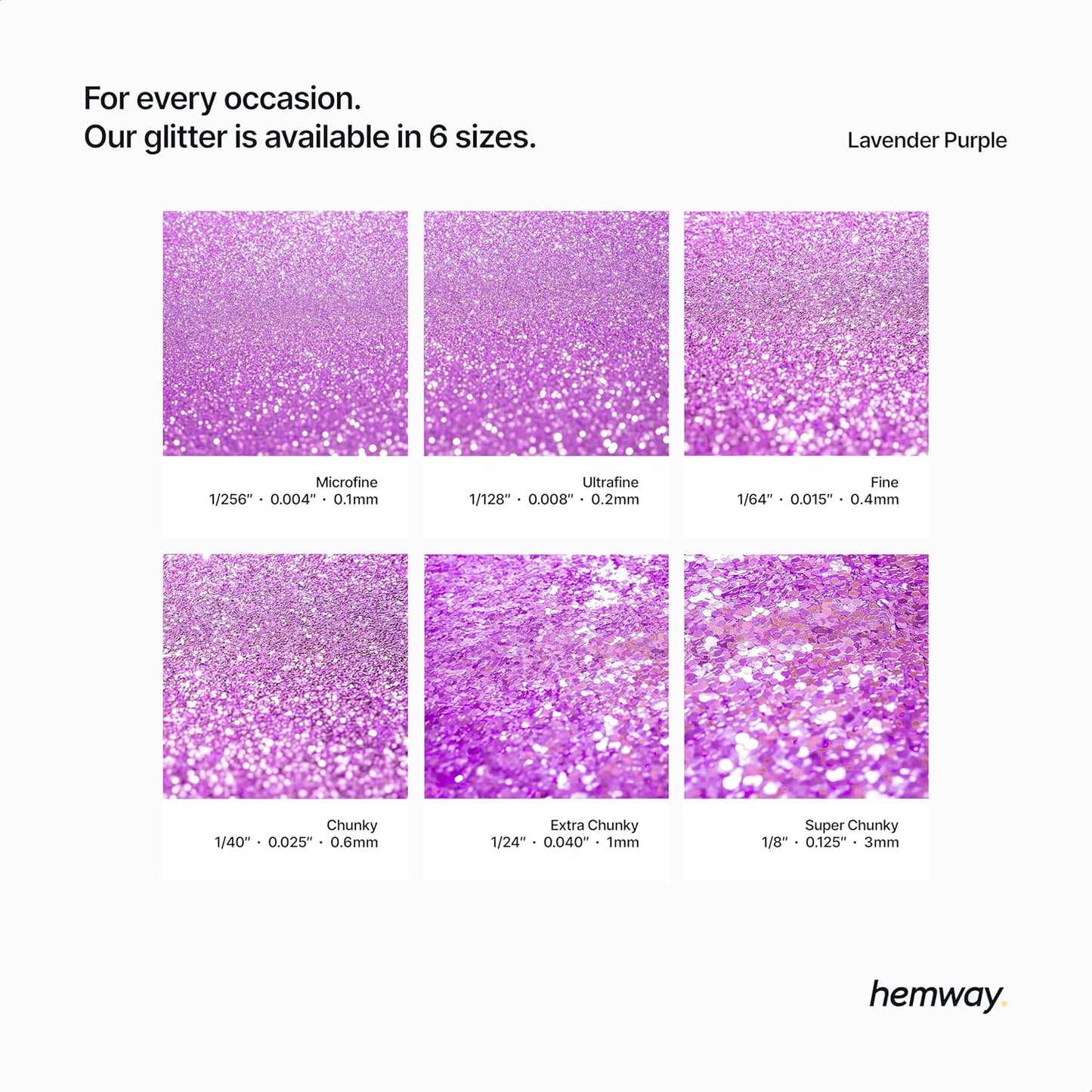 Hemway Glitter for Resin 100g Lavender Purple Metallic Crystals for Epoxy Craft Super Chunky Flakes Tumblers Wax Melt