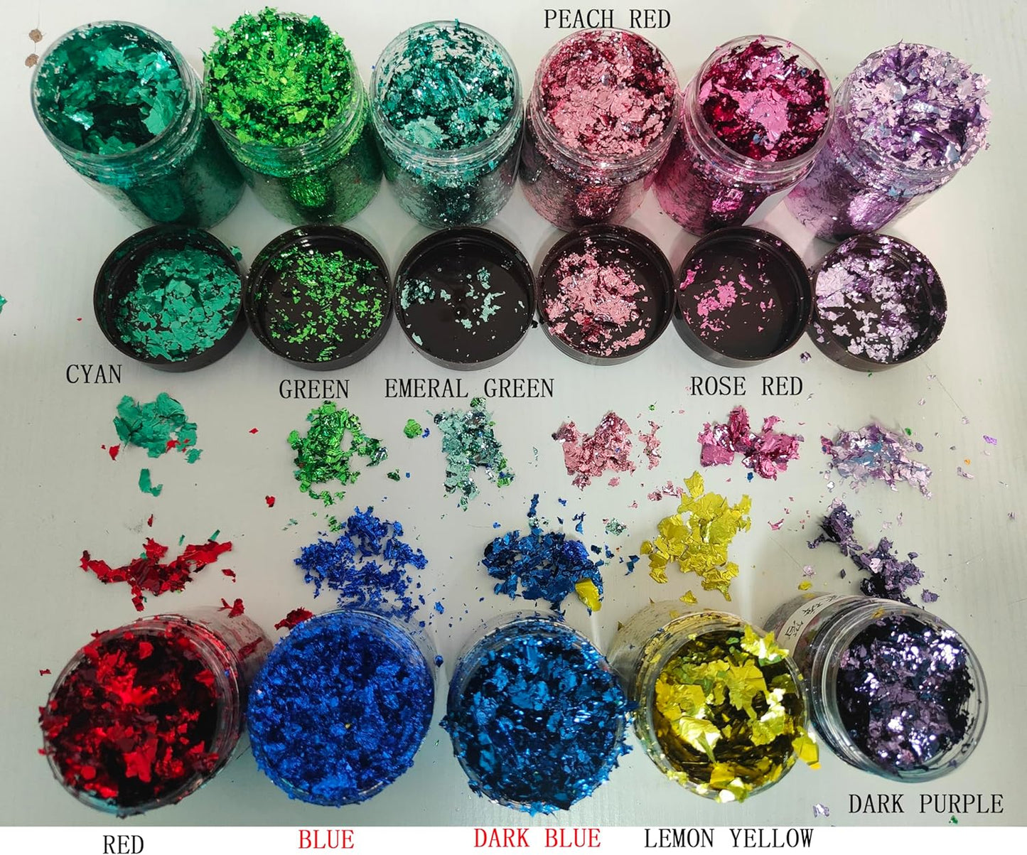 Gilding Flakes,Gold Foil Flakes for Resin,Blue Red Purple Pink Metallic Foil Flakes for Resin Jewelry Making,Nails,Painting Art,Crafts and Slime (Green)