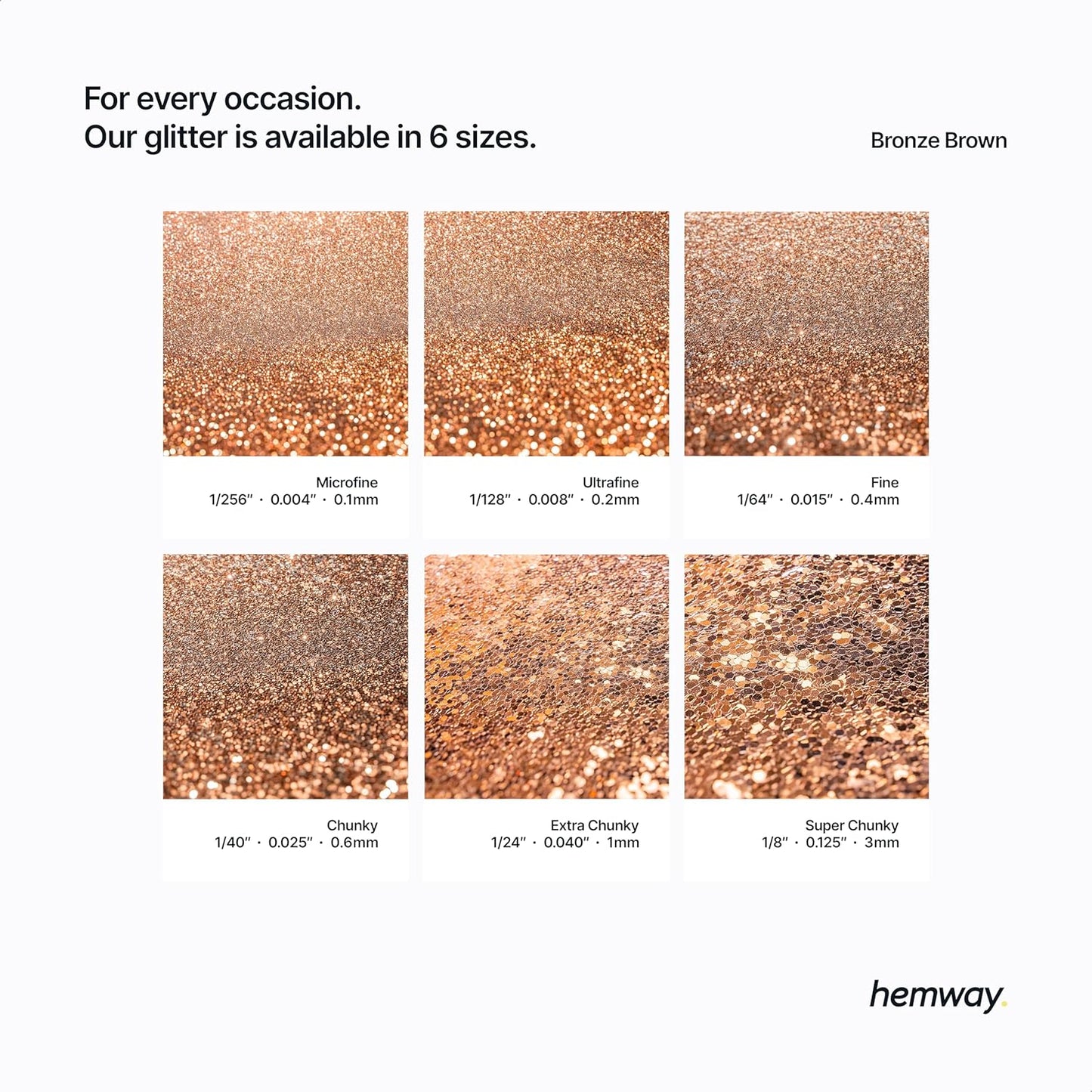 Hemway Polyurethane & Epoxy Resin Glitter 100g / 3.5oz Metallic Crystal Flake Additive for Flooring Jewelry Tumblers Glass Pigment - Microfine (1/256" 0.004" 0.1mm) - Bronze Brown