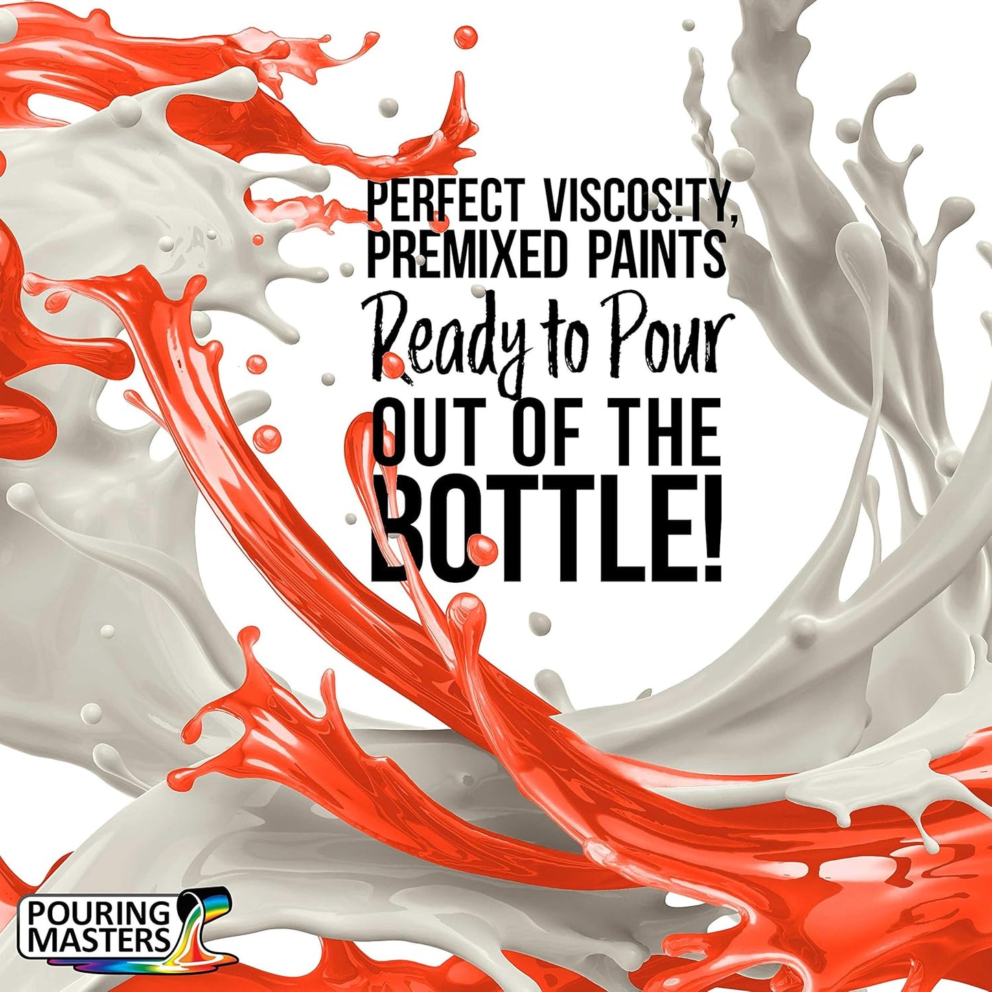 Pouring Masters Neon Bikini Orange Ready to Pour Acrylic Pouring Paint - Premium 8-Ounce Pre-Mixed Fluid Acrylic Paint - Fluid Art Supplies for Canvas, Wood, Paper, Tile & Rocks
