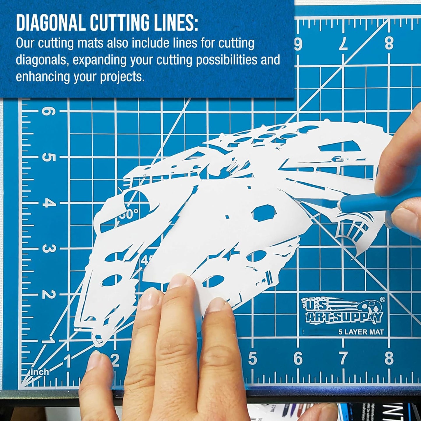 U.S. Art Supply 18" x 24" Self-Healing Cutting Mat 5-Ply (2 Pack) - Double-Sided Pink/Blue Craft Mat, Non-Slip Cutting Mats for Crafts, Sewing, Quilting, Scrapbooking