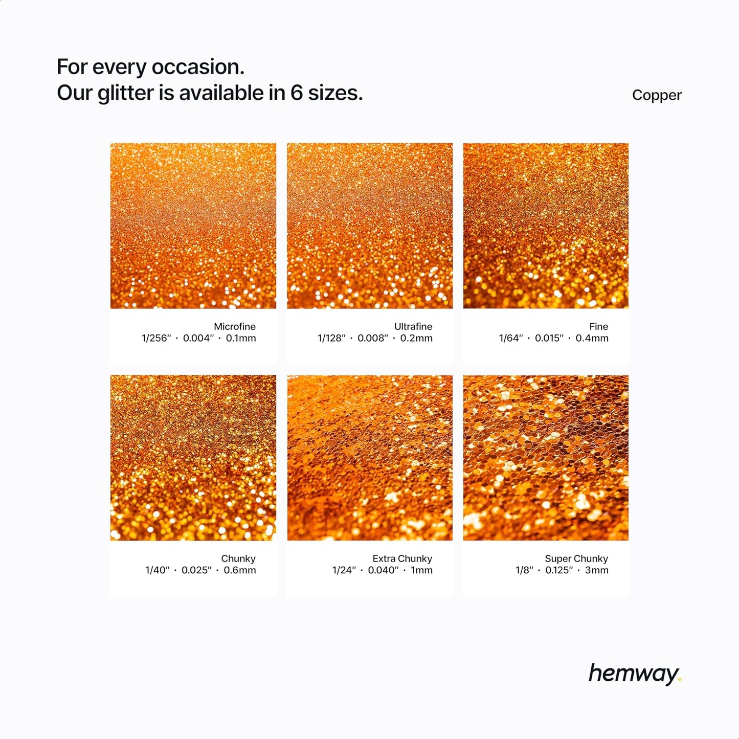 Hemway Glitter for Resin 100g Copper Metallic Crystals for Epoxy Craft Super Chunky Flakes Tumblers Wax Melt