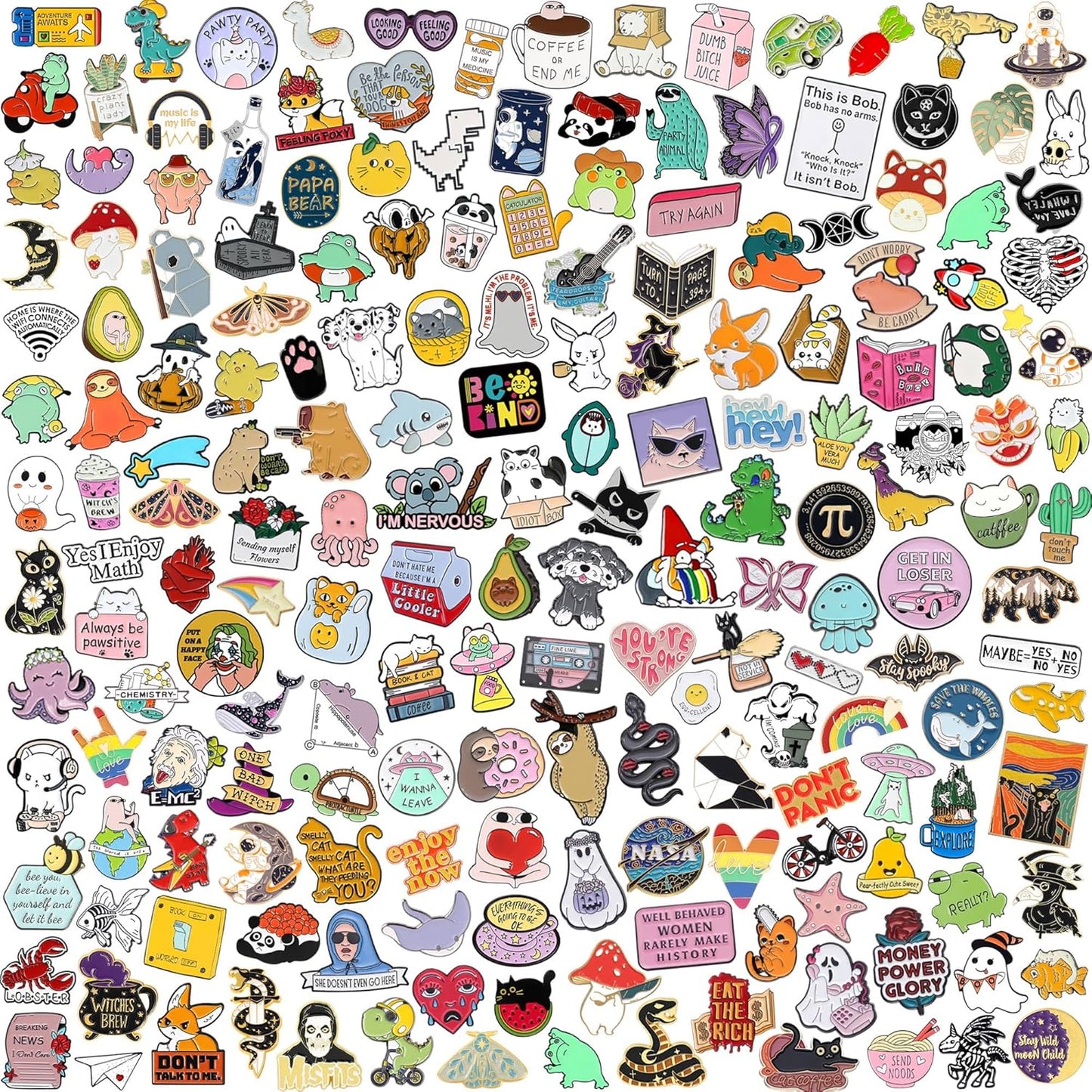 20/40/50 PCS Cute Enamel Backpack Pins, Funny Enamel Pins Bulk Set Cool Button Pins Aesthetic Brooch Lapel Pins Anime for Backpacks, Jackets, Hats, Kids, Girls