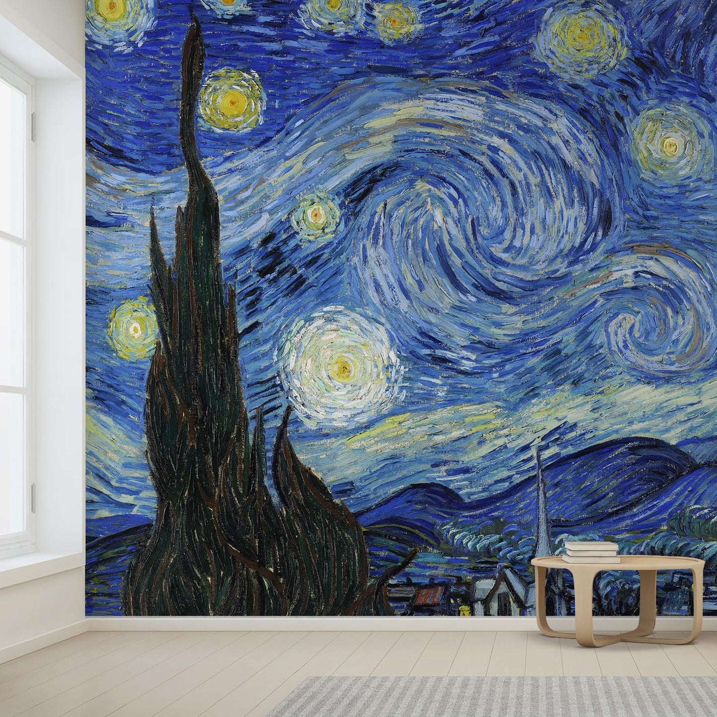 wall26 Starry Night by Vincent Van Gogh Dutch Impressionism 20th Century Artist Peel and Stick Large Wall Mural, Removable Wallpaper, Home Decor - 96x144 inches