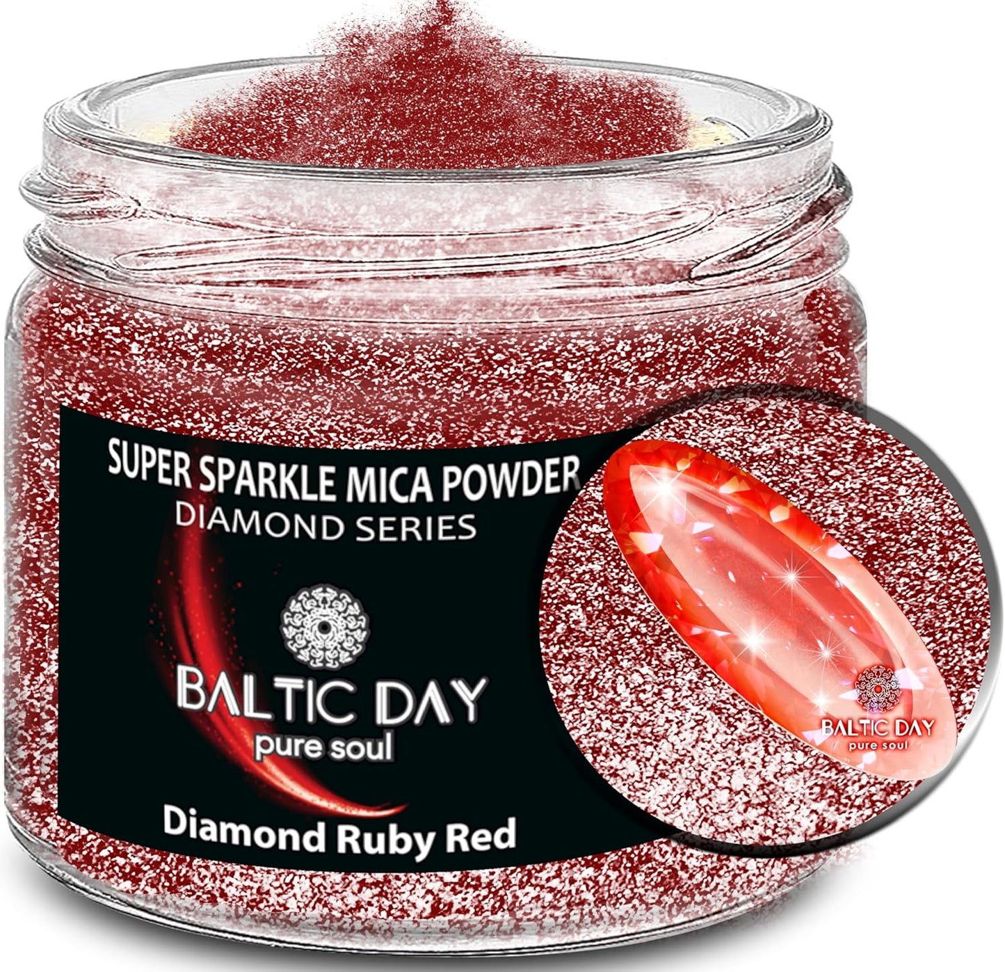 Sparkle Mica Powder [ Diamond Ruby Red ] - Red Glitter Mica Powder - Red Resin Glitter for Epoxy Resin - Shimmer Pigment - Diamond Dust for Candles