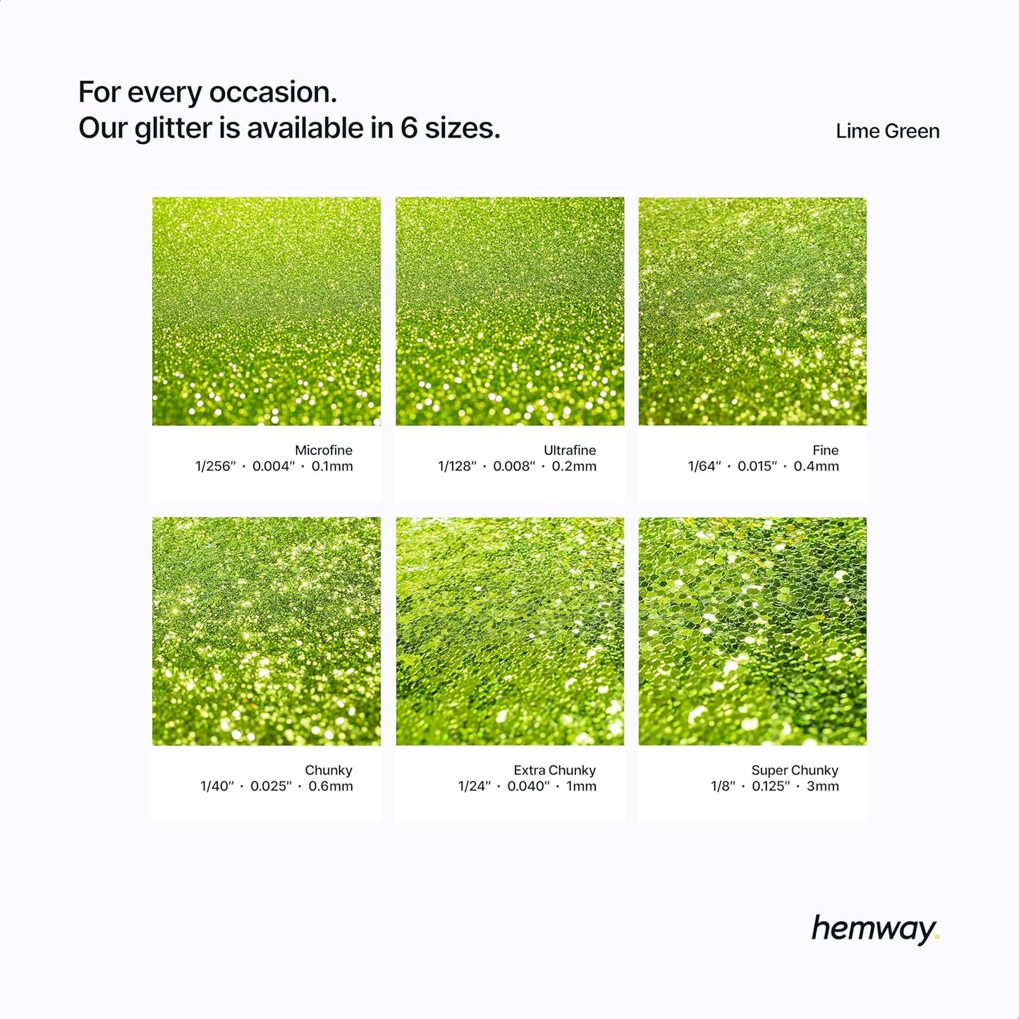 Hemway Polyurethane & Epoxy Resin Glitter 100g / 3.5oz Metallic Crystal Flake Additive for Flooring Jewelry Tumblers Glass Pigment - Microfine (1/256" 0.004" 0.1mm) - Lime Green
