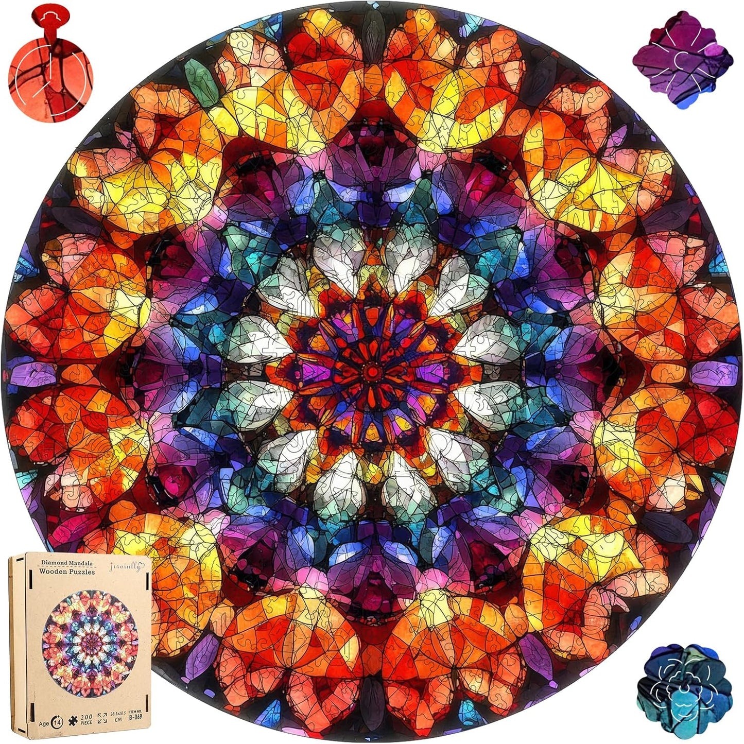 Puzzles for Adults Crystal Mandela Wooden Puzzles, 200 Pieces Unique Shaped Liberty Jigsaw Puzzles, Creative Toys for Adults and Kids, Fun Challenge Family Game 11.2'' x 11.2''