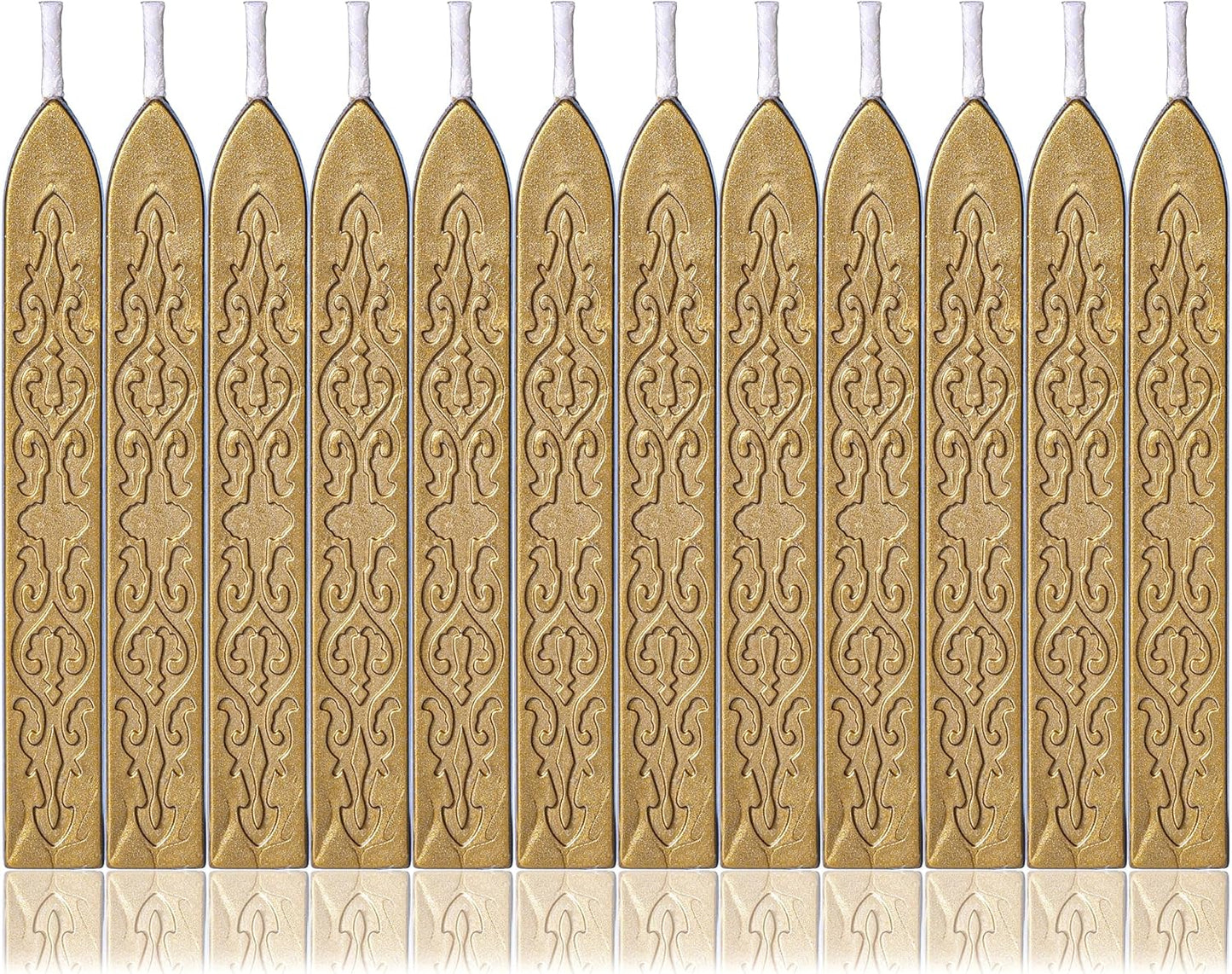 Yoption 12Pcs Sealing Wax Sticks with Wicks, Antique Gold Totem Fire Manuscript Seal Wax Sticks for Wax Seal Stamp (Antique Gold)
