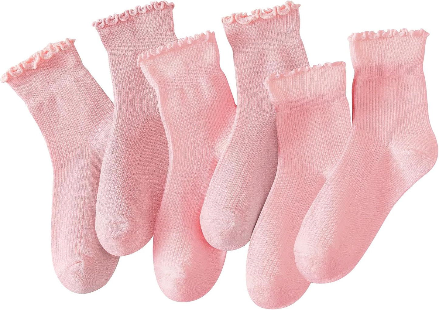 Hstyle 6 Pairs of Ruffle Socks Women, Cute Ruffle Ankle Socks