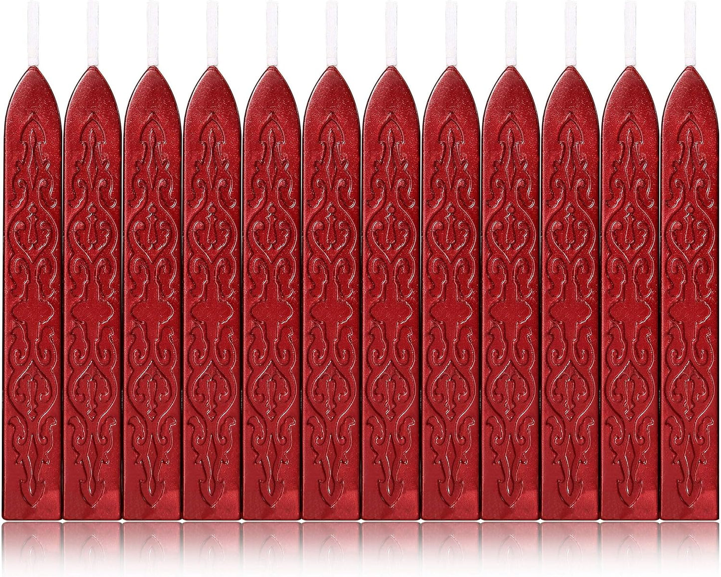 Yoption 12 Pcs Sealing Wax Sticks with Wicks, Antique Wine Red Wax Seal Sticks for Wax Seal Stamp, Wedding Invitations, Christmas, Gift Wrapping, Envelops Sealing (Antique Wine Red)