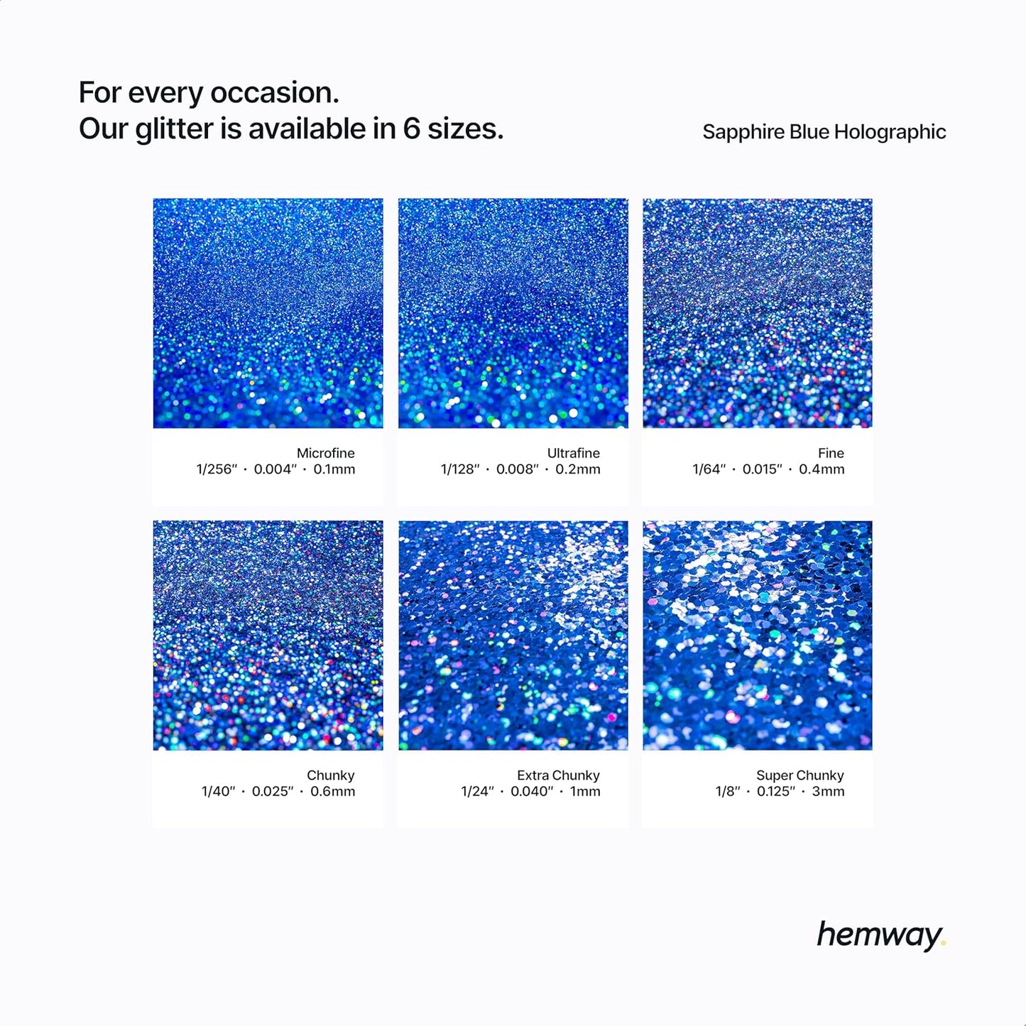 Hemway Polyurethane & Epoxy Resin Glitter for Arts, Crafts, Tumblers, Flooring, Woodwork, Decorating and Resin Projects 100g - Sapphire Blue Holographic