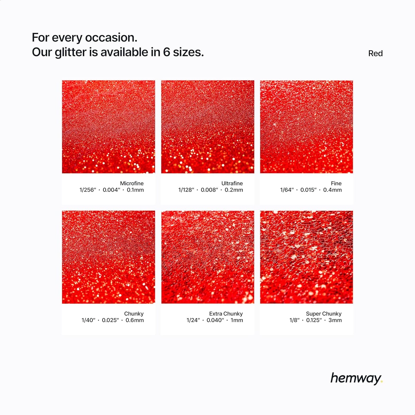 Hemway Polyurethane & Epoxy Resin Glitter 100g / 3.5oz Metallic Crystal Flake Additive for Flooring Jewelry Tumblers Glass Pigment - Extra Chunky (1/24" 0.040" 1mm) - Red