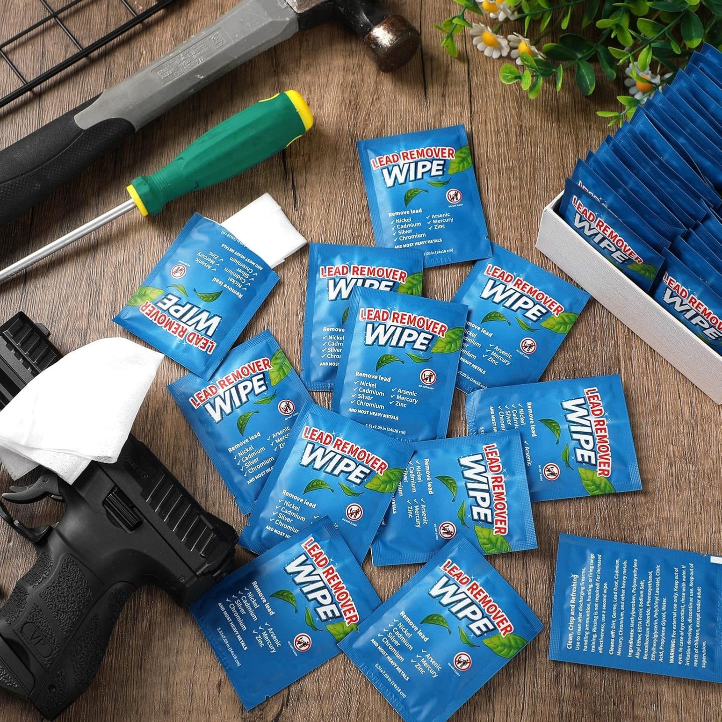 100 Pack Lead Remover Wipes for Shooting Hand & Surface Cleaning Wipes Effectively Removes Lead, Dust, Oil & Grime Individually Wrapped Wipe for Shooting Ranges, Hunting, Industrial Use