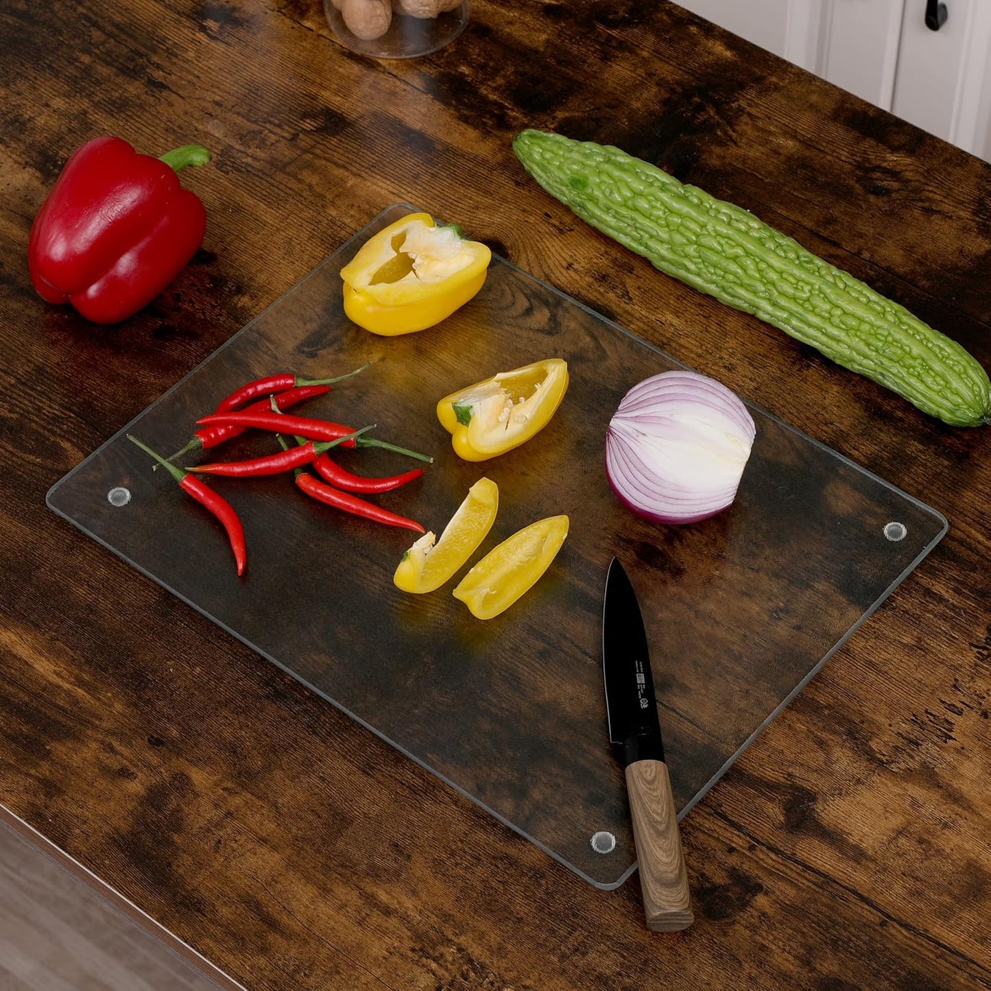 Murrey Home Glass Cutting Board for Kitchen Counter, Tempered Glass Chopping Boards Dishwasher Safe, Small Clear Countertop Tray, Scratch Resistant, Heat Resistant, Non Toxic, Frosted, 24"x18"