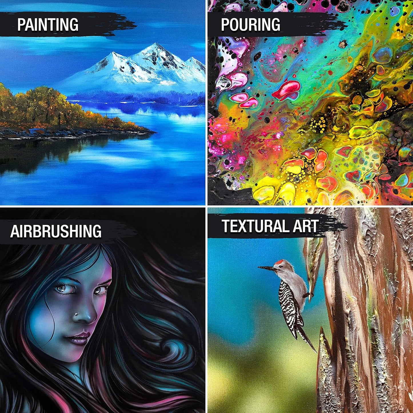 U.S. Art Supply X-Large Stretched Canvas for Painting 36x36 inch Gallery Depth 1-1/2" Thick, 2-Pack - 12oz Acrylic Gesso Triple Primed, Professional Artist Quality, 100% Cotton - Oil, Pouring Paint