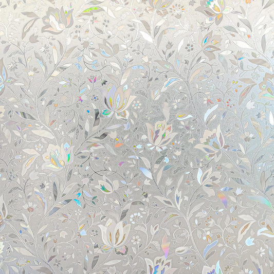 Rainbow Tulip Stained Frosted Glass Window Sticker - Static Non-Adhesive, No-Glue Window Cling (23.6'' x 78.7'')