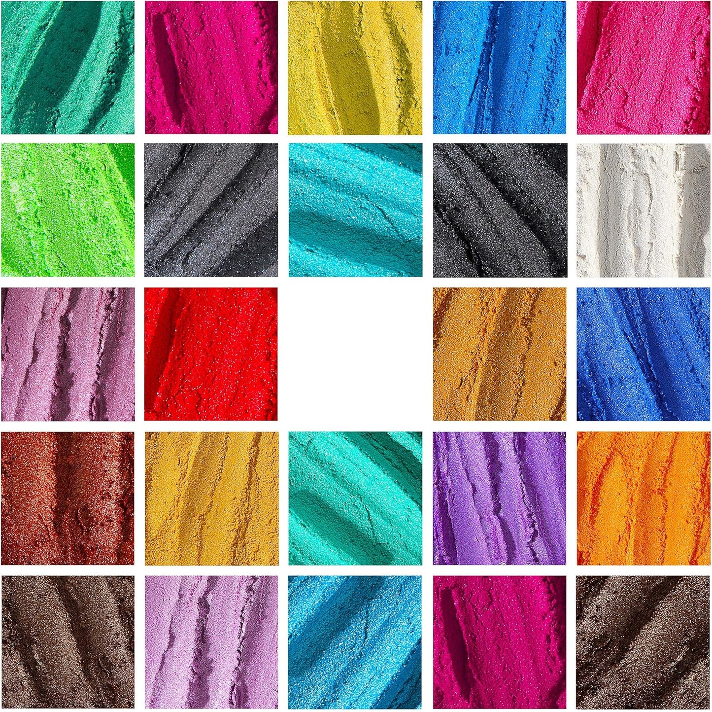 TECHAROOZ Mica Powder Set - 24 Cosmetic Grade Pigment Colors (10g Each) for Soap Making, Epoxy Resin, Lip Gloss, Nails, Bath Bombs & Slime
