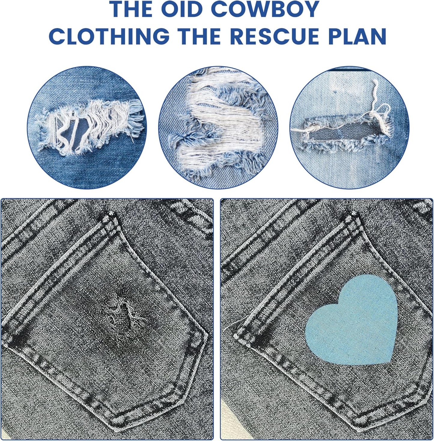 Denim Patches for Inside Jeans - Iron On Patches for Jeans - Jeans Patch for Repairing Pant Holes and Covering Imperfections, Large Size, 4 in. x 60 in.Light Blue