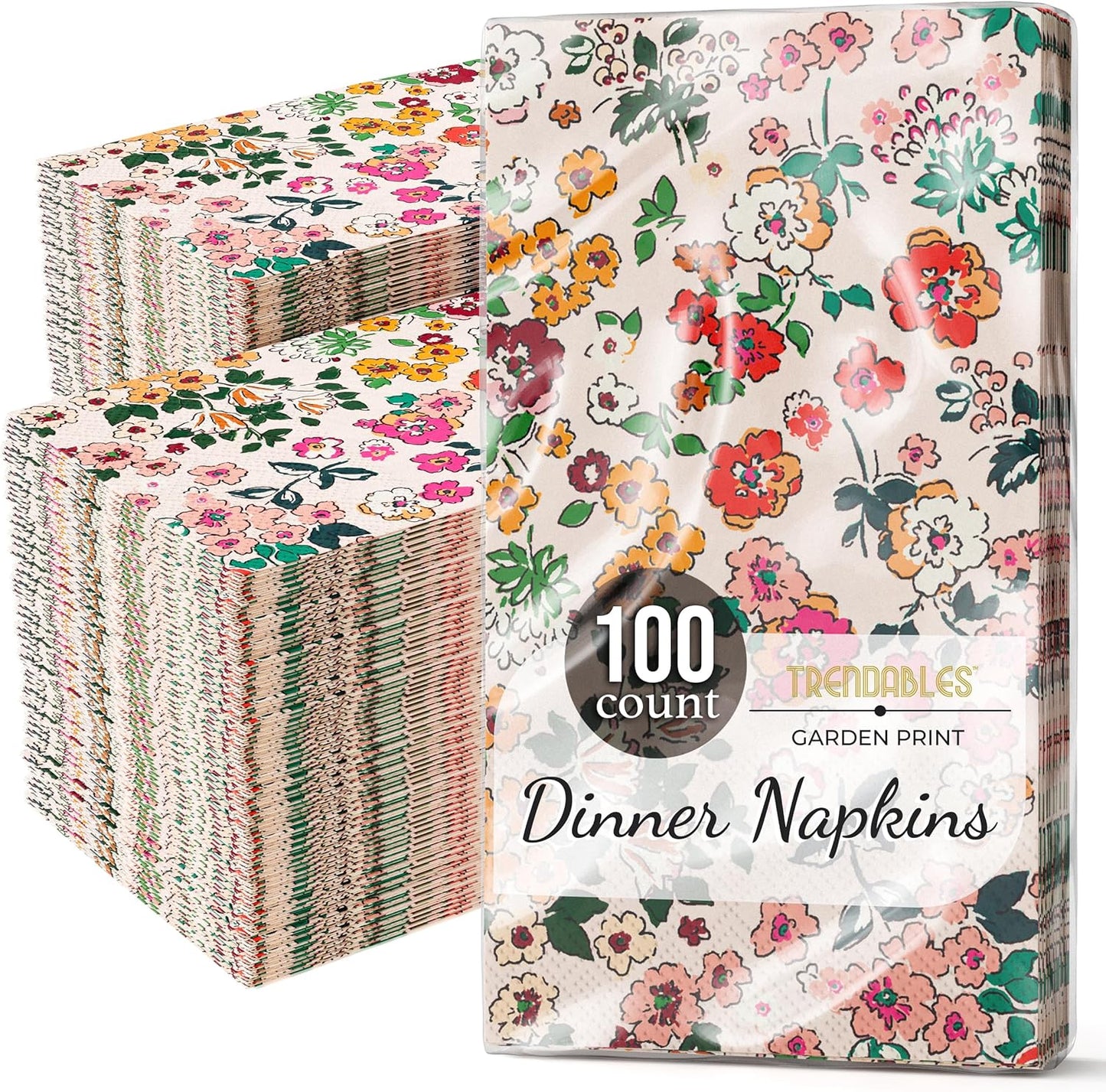 Trendables Floral Napkins for decoupage 100 Pcs 3 Ply floral paper napkins decorative Guest Towels Disposable Bathroom, Flower Design For Tea Party Decorations, Dinners & Weddings