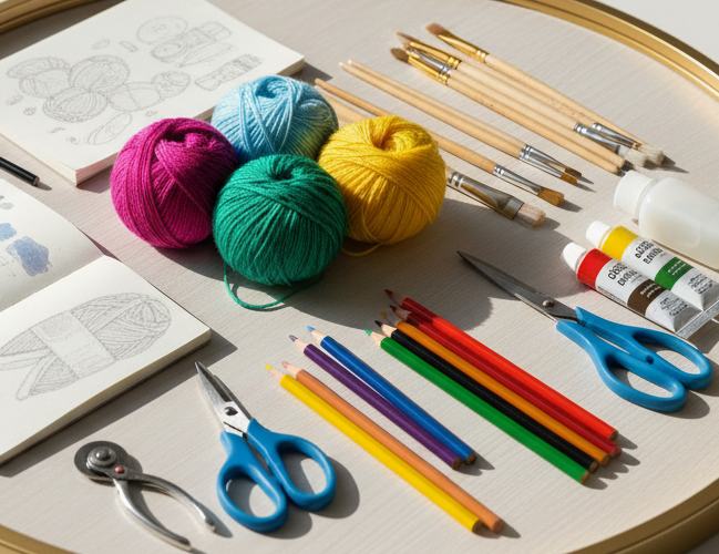 circle photo of hobby supplies, make a real photo